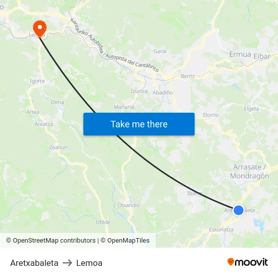 Aretxabaleta to Lemoa map