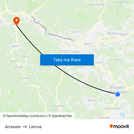 Arrasate to Lemoa map