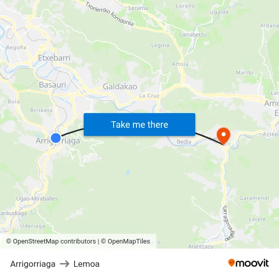 Arrigorriaga to Lemoa map