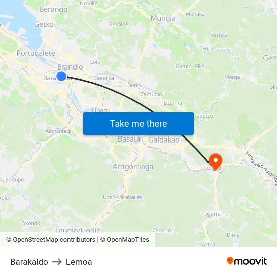 Barakaldo to Lemoa map