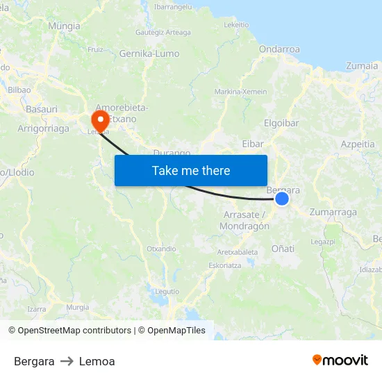 Bergara to Lemoa map