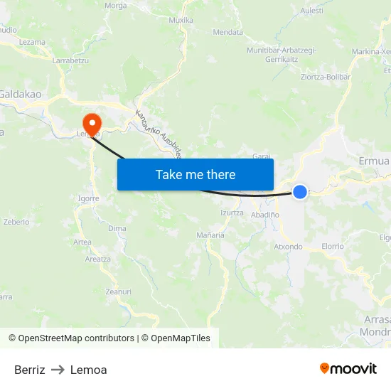 Berriz to Lemoa map