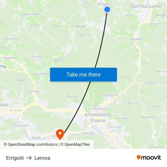 Errigoiti to Lemoa map