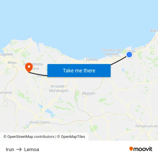Irun to Lemoa map