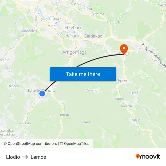 Llodio to Lemoa map