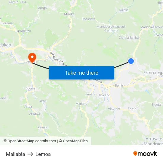 Mallabia to Lemoa map