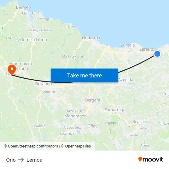 Orio to Lemoa map