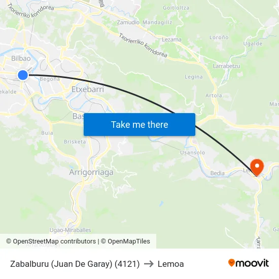 Zabalburu (Juan De Garay) (4121) to Lemoa map