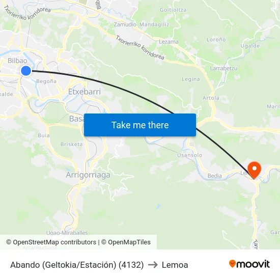 Abando (Geltokia/Estación) (4132) to Lemoa map