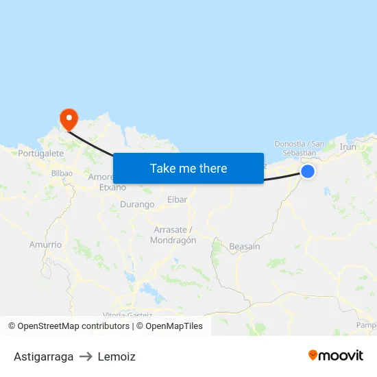 Astigarraga to Lemoiz map