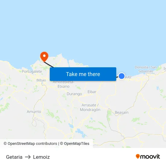 Getaria to Lemoiz map