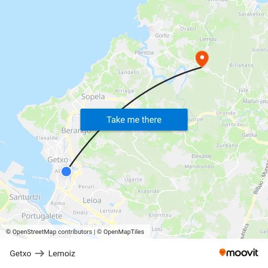 Getxo to Lemoiz map