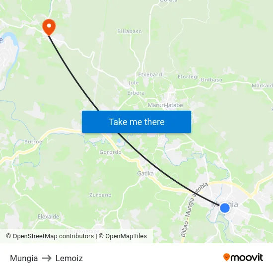 Mungia to Lemoiz map