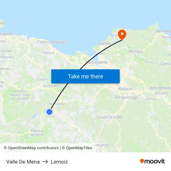 Valle De Mena to Lemoiz map