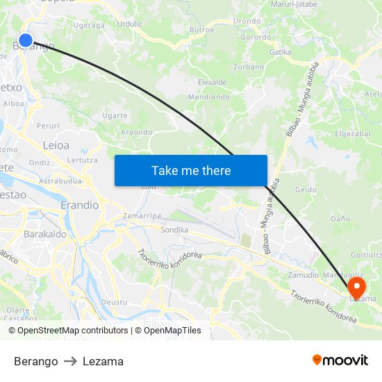 Berango to Lezama map