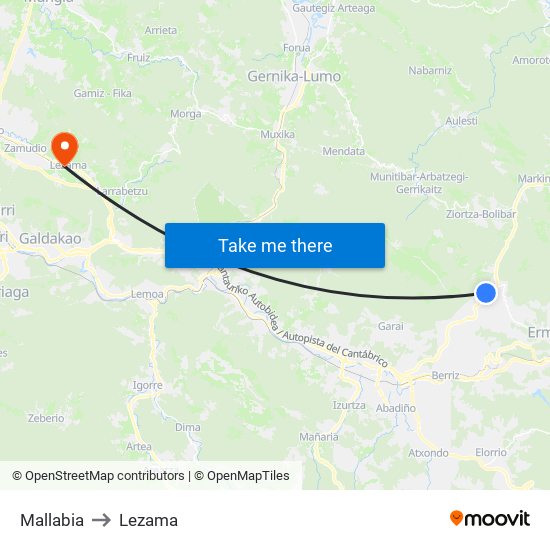 Mallabia to Lezama map