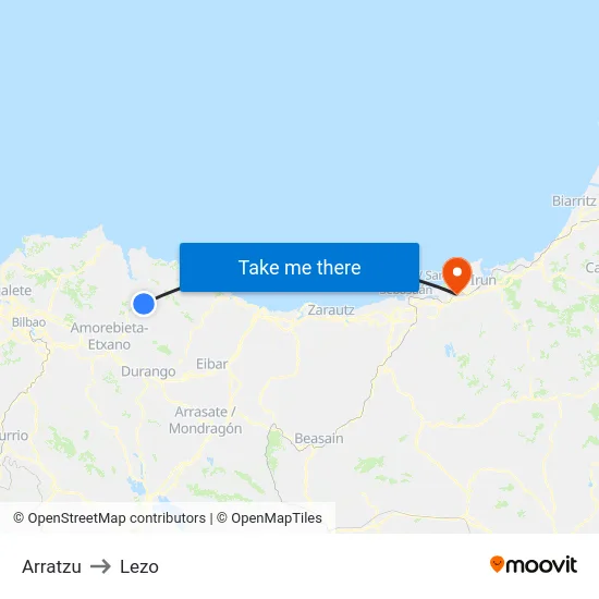 Arratzu to Lezo map