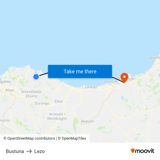 Busturia to Lezo map