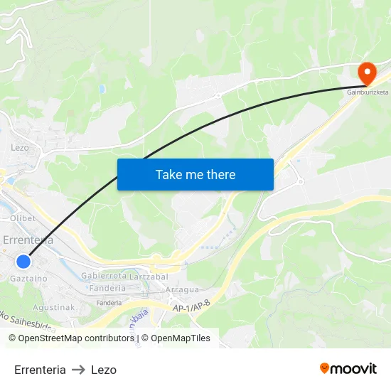 Errenteria to Lezo map