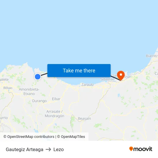 Gautegiz Arteaga to Lezo map