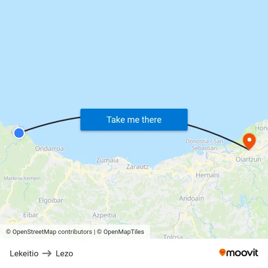 Lekeitio to Lezo map