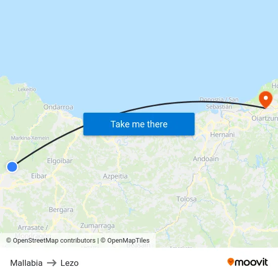 Mallabia to Lezo map