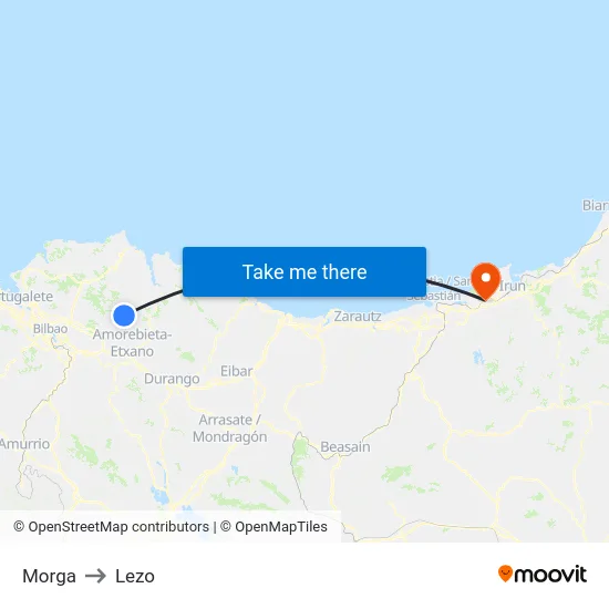 Morga to Lezo map