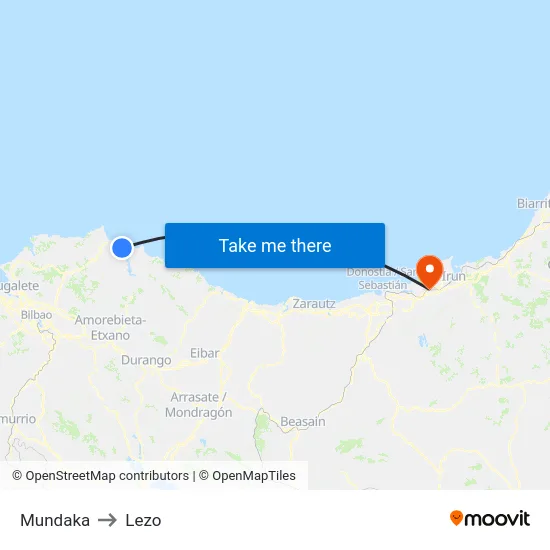 Mundaka to Lezo map