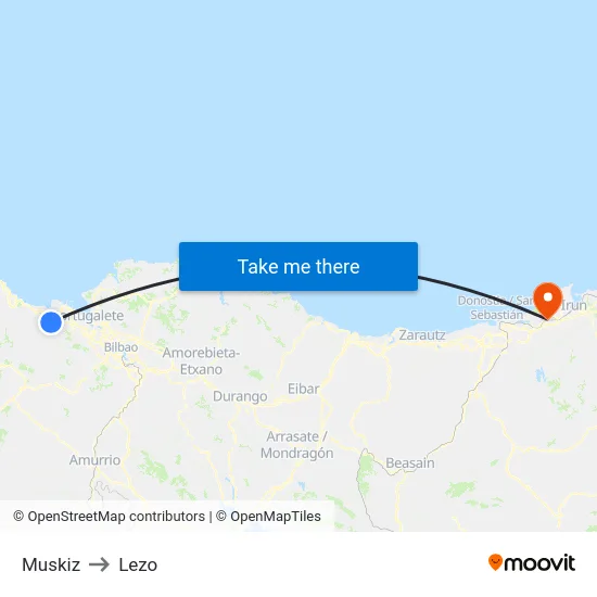 Muskiz to Lezo map
