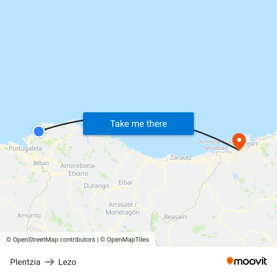 Plentzia to Lezo map