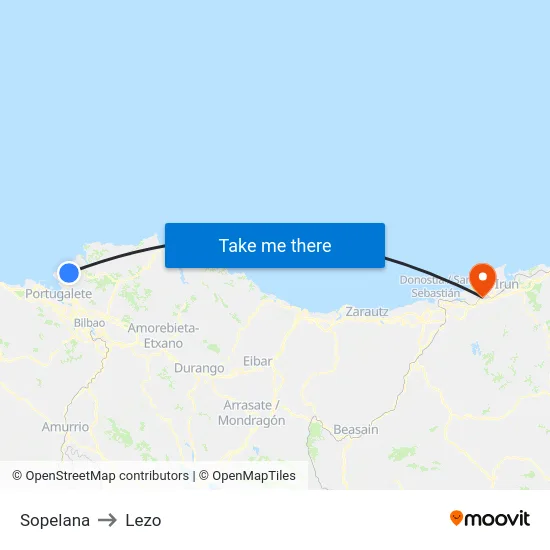 Sopelana to Lezo map