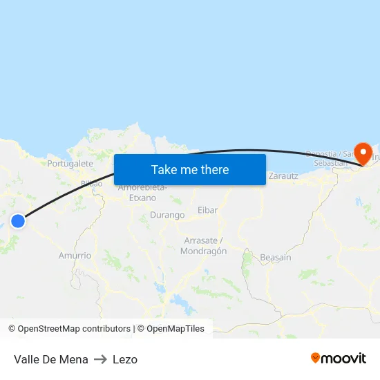 Valle De Mena to Lezo map