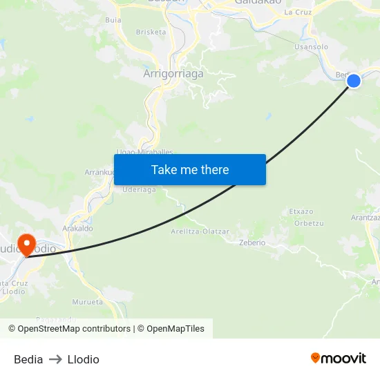 Bedia to Llodio map
