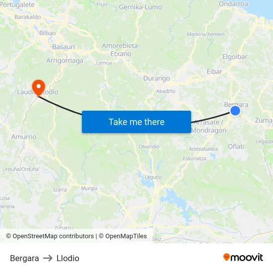 Bergara to Llodio map