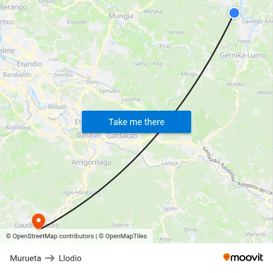 Murueta to Llodio map