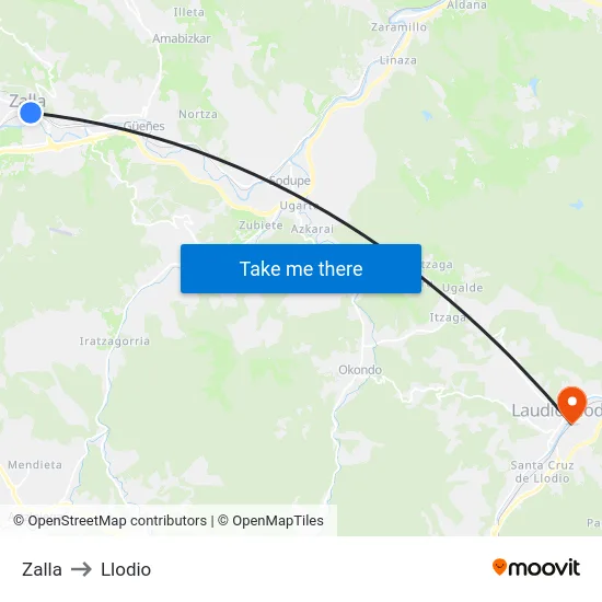 Zalla to Llodio map
