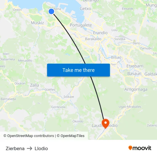 Zierbena to Llodio map