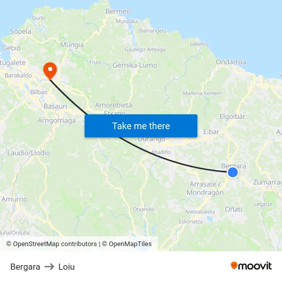 Bergara to Loiu map