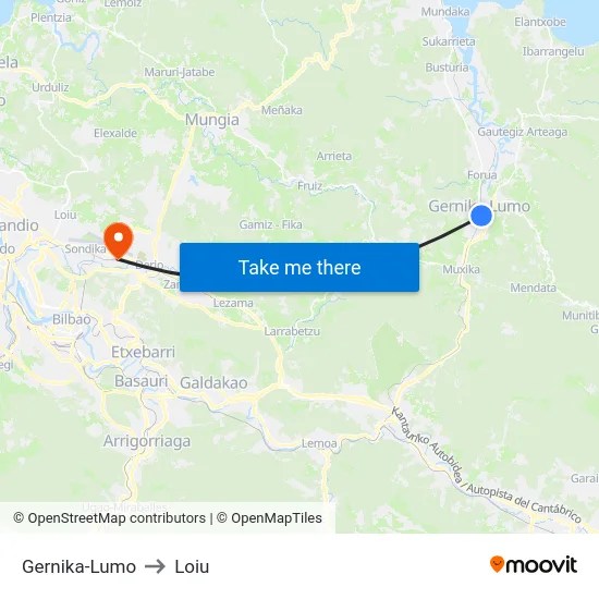 Gernika-Lumo to Loiu map