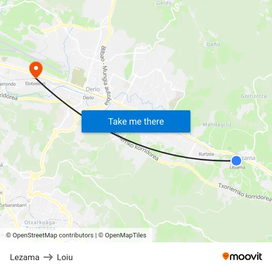 Lezama to Loiu map