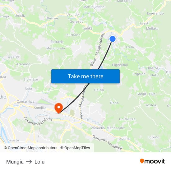 Mungia to Loiu map