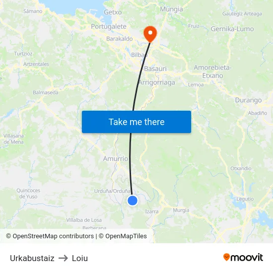 Urkabustaiz to Loiu map