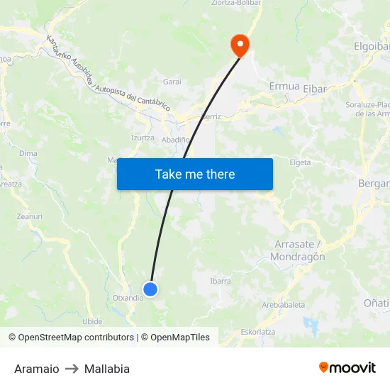 Aramaio to Mallabia map