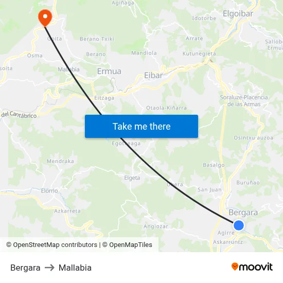 Bergara to Mallabia map