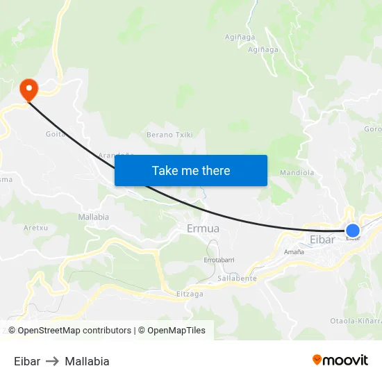 Eibar to Mallabia map