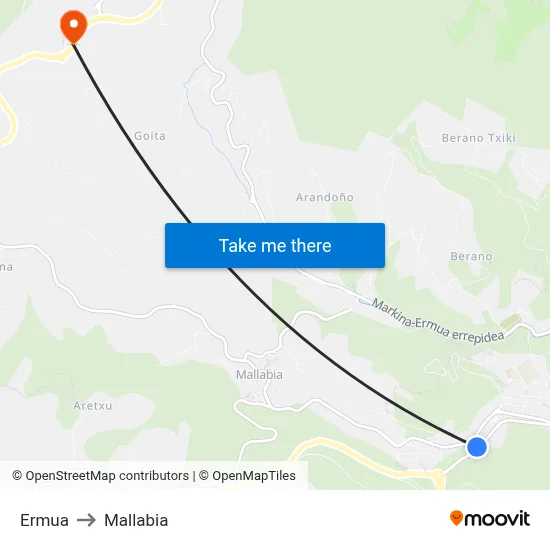 Ermua to Mallabia map