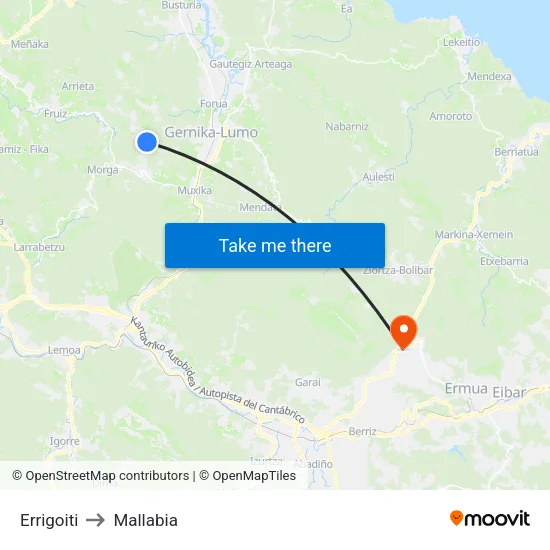 Errigoiti to Mallabia map