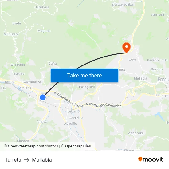 Iurreta to Mallabia map