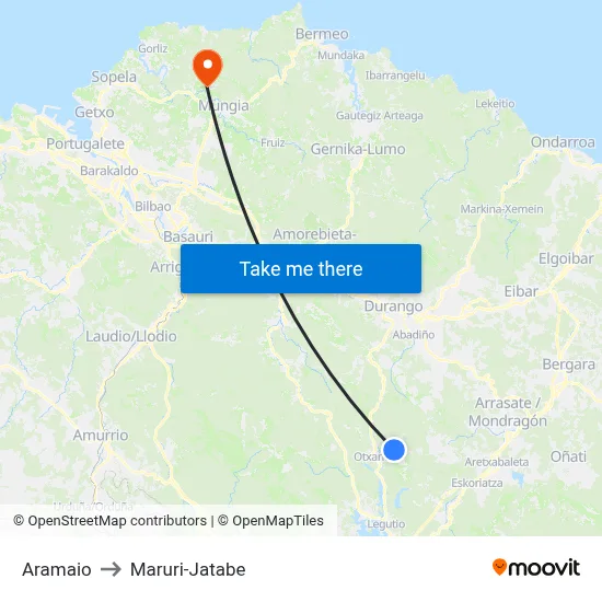 Aramaio to Maruri-Jatabe map