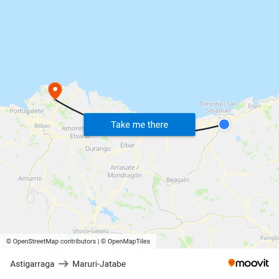 Astigarraga to Maruri-Jatabe map